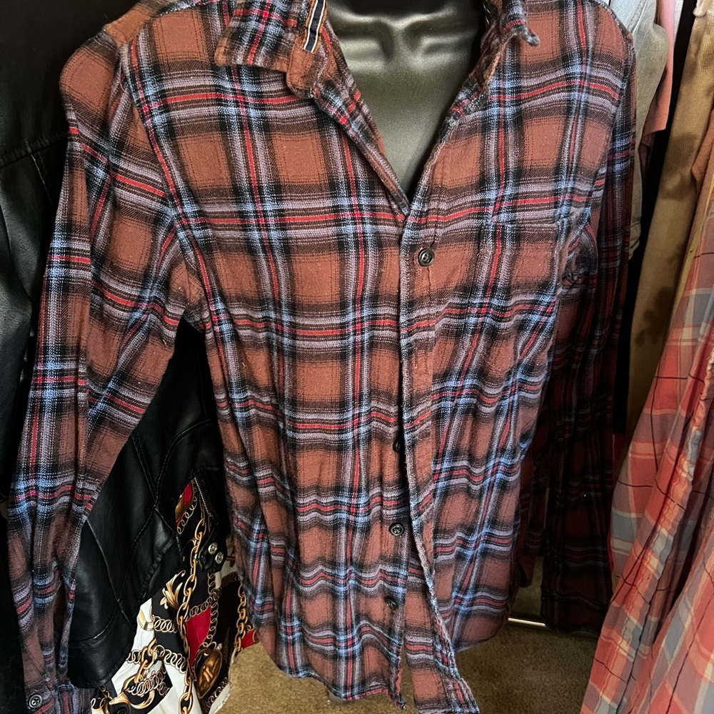 Denim & Flower Red and Blue Plaid Shirt